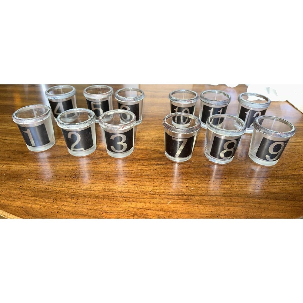 Farmhouse Votive Candle Holders Numbers 1-12 Glass With Metal Rim Rustic Vintage